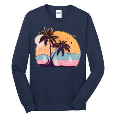 Vintage Summer Beach Emblem Tall Long Sleeve T-Shirt