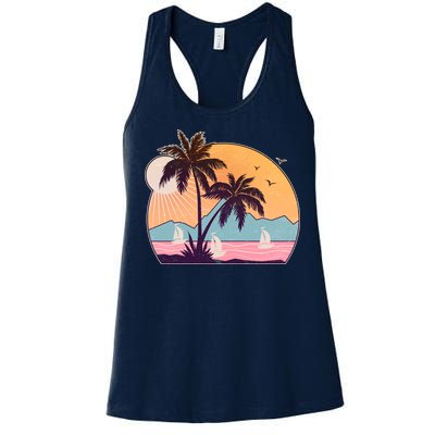 Vintage Summer Beach Emblem Women's Racerback Tank