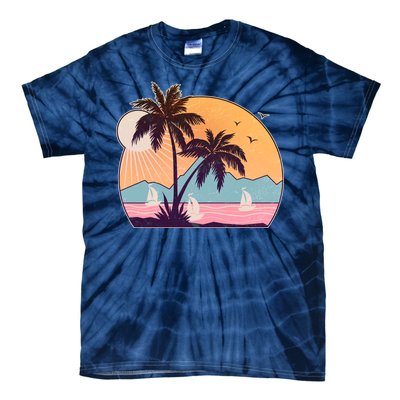 Vintage Summer Beach Emblem Tie-Dye T-Shirt