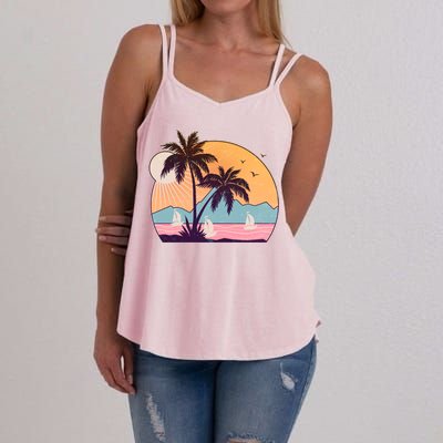 Vintage Summer Beach Emblem Women's Strappy Tank