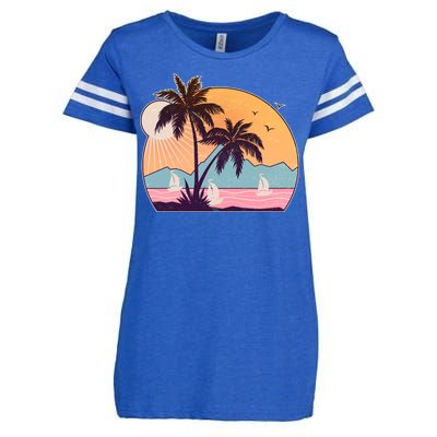 Vintage Summer Beach Emblem Enza Ladies Jersey Football T-Shirt