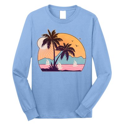 Vintage Summer Beach Emblem Long Sleeve Shirt