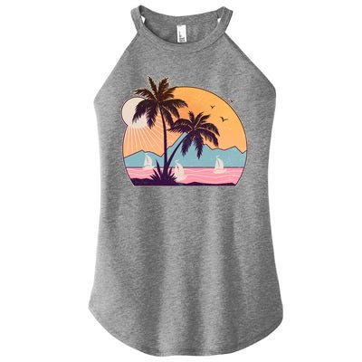 Vintage Summer Beach Emblem Women’s Perfect Tri Rocker Tank