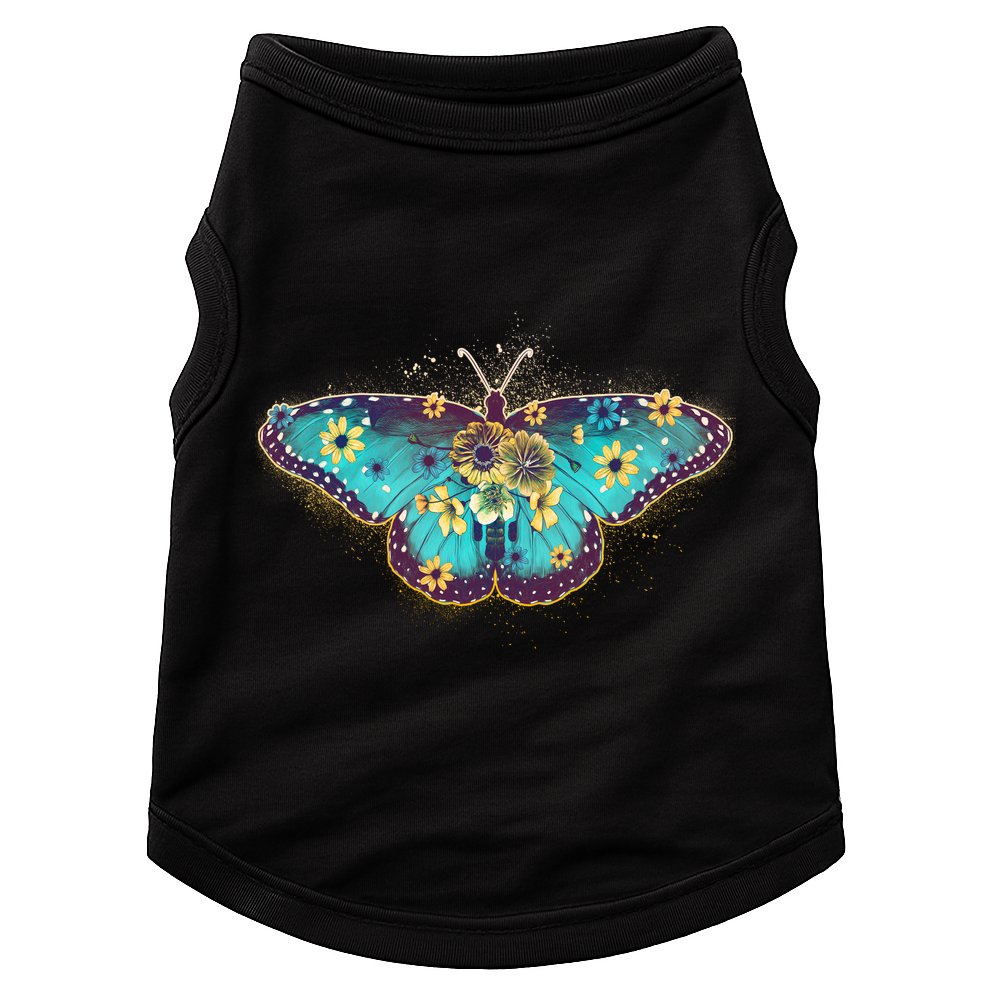 Vintage Summer Flower Floral Butterfly Doggie Tank
