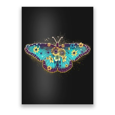 Vintage Summer Flower Floral Butterfly Poster