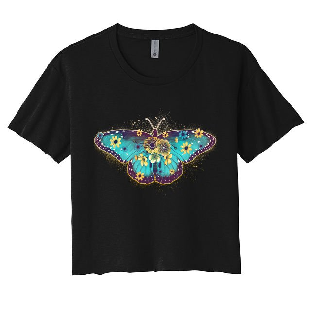 Vintage Summer Flower Floral Butterfly Crop Top