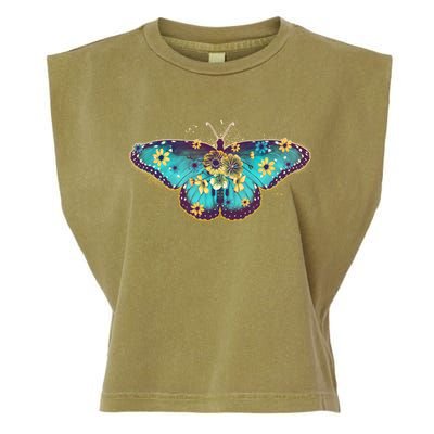 Vintage Summer Flower Floral Butterfly Garment-Dyed Women's Muscle Tee