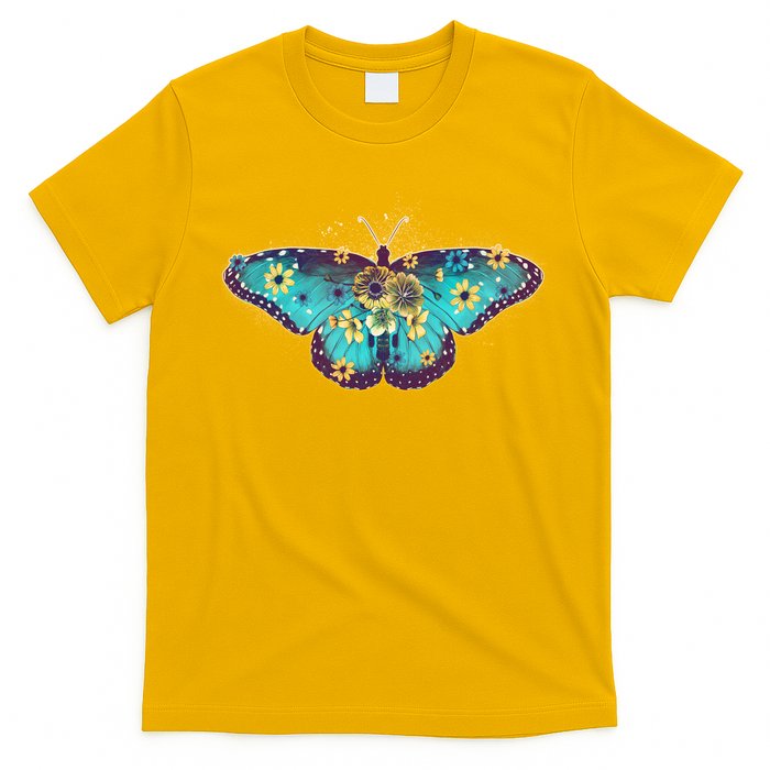 Vintage Summer Flower Floral Butterfly T-Shirt