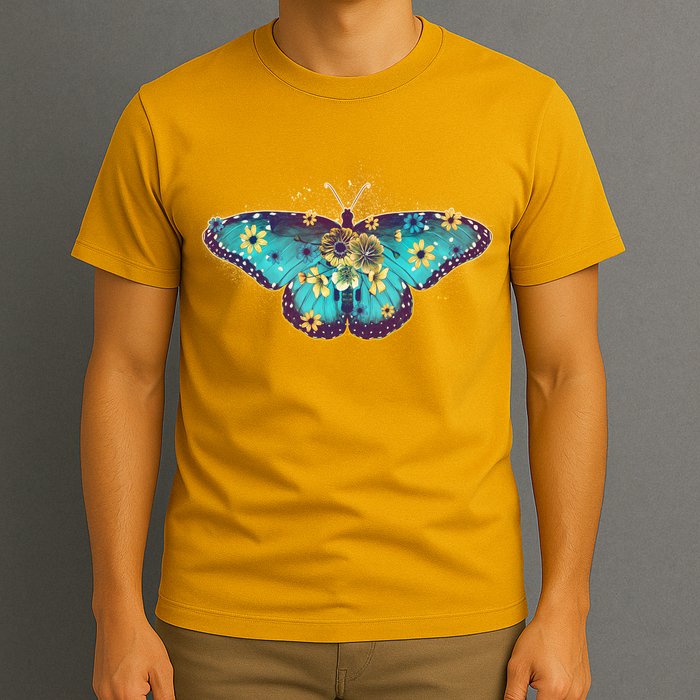 Vintage Summer Flower Floral Butterfly T-Shirt