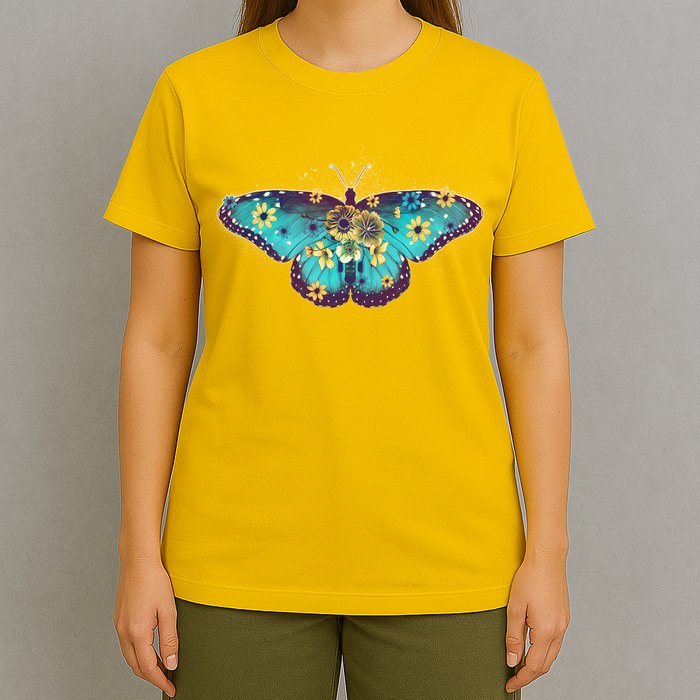 Vintage Summer Flower Floral Butterfly T-Shirt