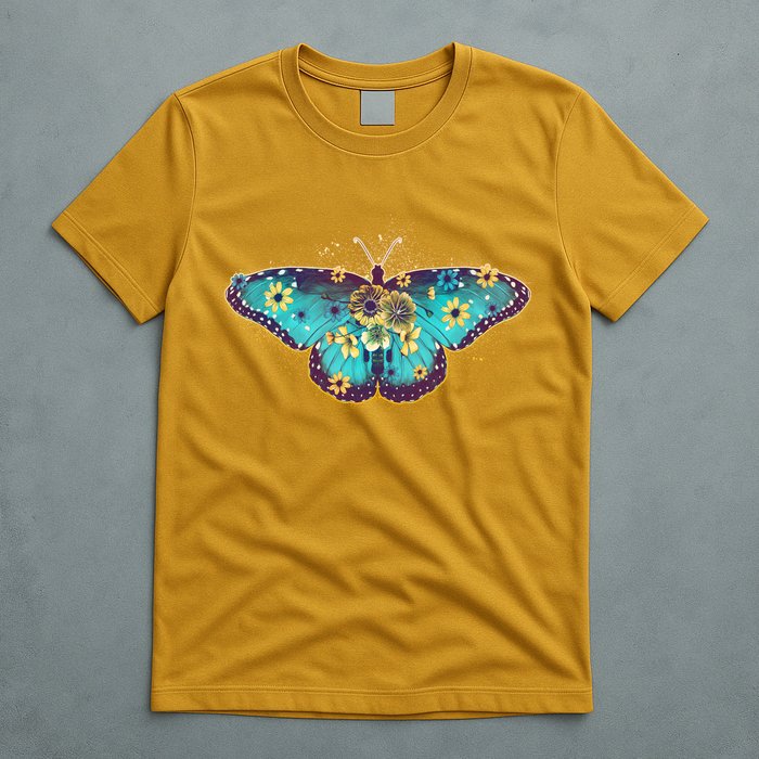 Vintage Summer Flower Floral Butterfly T-Shirt