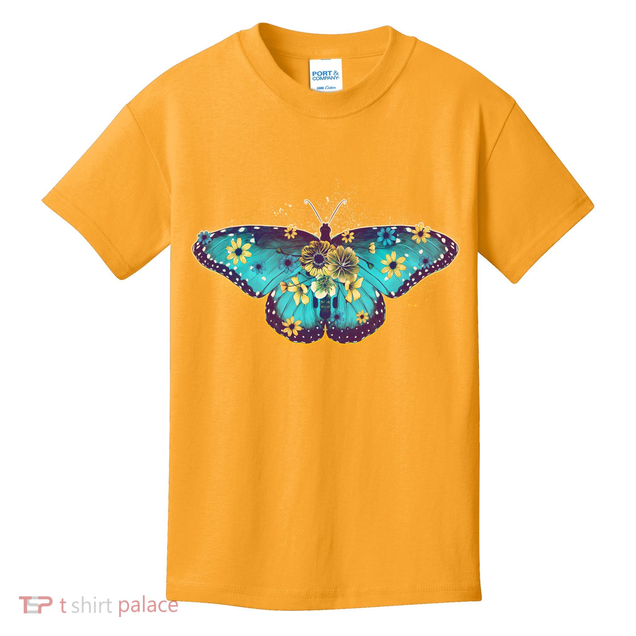 Vintage Summer Flower Floral Butterfly Kids T-Shirt