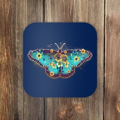 Vintage Summer Flower Floral Butterfly Coaster