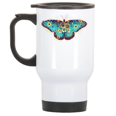 Vintage Summer Flower Floral Butterfly Stainless Steel Travel Mug