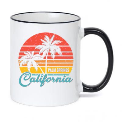 Vintage Sun Palm Trees Palm Springs California 11oz Black Color Changing Mug