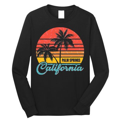 Vintage Sun Palm Trees Palm Springs California Long Sleeve Shirt
