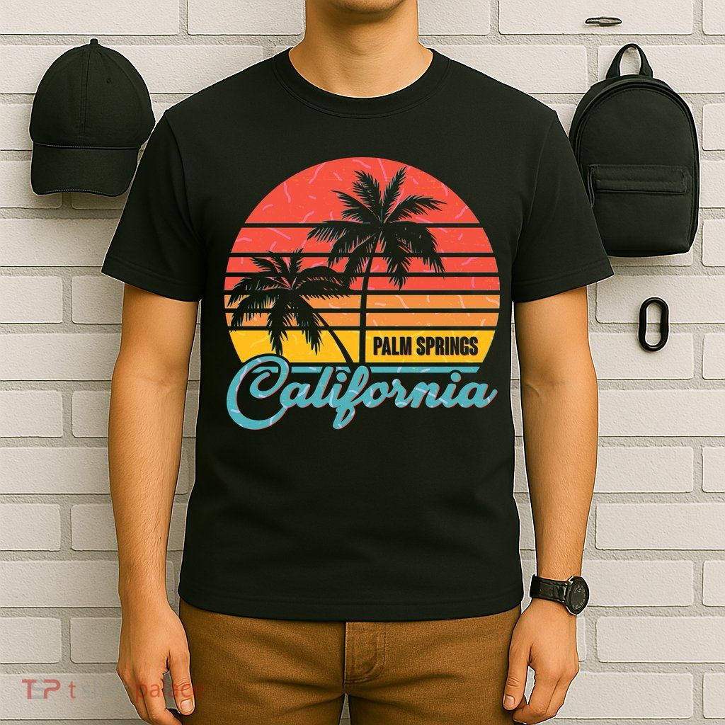 Vintage Sun Palm Trees Palm Springs California T-Shirt