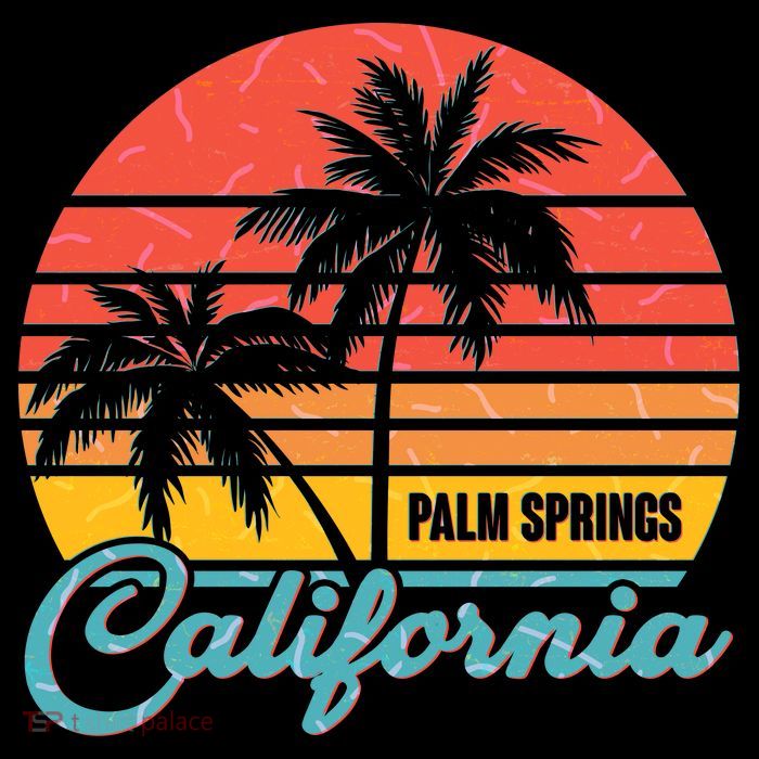 Vintage Sun Palm Trees Palm Springs California T-Shirt