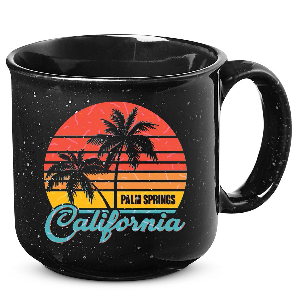 Vintage Sun Palm Trees Palm Springs California 15oz Campfire Ceramic Mug
