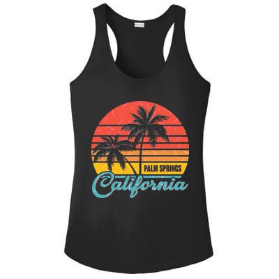 Vintage Sun Palm Trees Palm Springs California Ladies PosiCharge Competitor Racerback Tank
