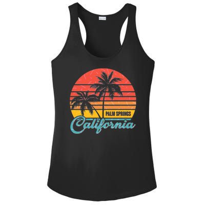 Vintage Sun Palm Trees Palm Springs California Ladies PosiCharge Competitor Racerback Tank