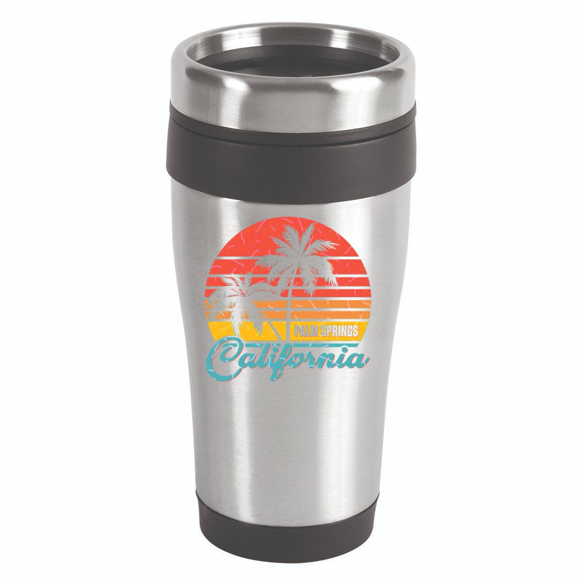 Vintage Sun Palm Trees Palm Springs California 16oz Travel Tumbler