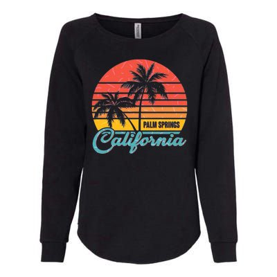 Vintage Sun Palm Trees Palm Springs California Womens California Wash Sweatshirt