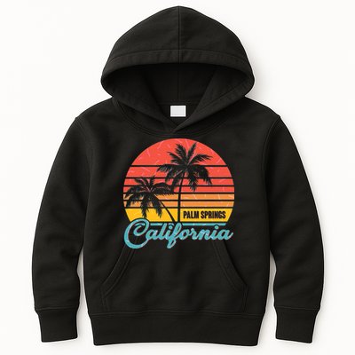 Vintage Sun Palm Trees Palm Springs California Kids Hoodie