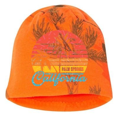 Vintage Sun Palm Trees Palm Springs California Kati - Camo Knit Beanie