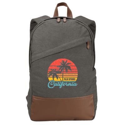 Vintage Sun Palm Trees Palm Springs California Cotton Canvas Backpack