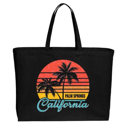 Vintage Sun Palm Trees Palm Springs California Cotton Canvas Jumbo Tote