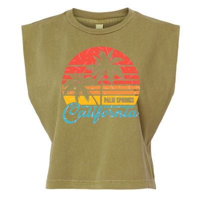 Vintage Sun Palm Trees Palm Springs California Garment-Dyed Women's Muscle Tee