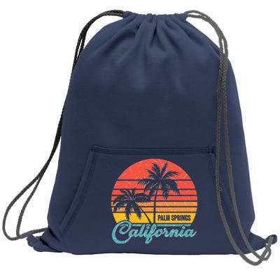 Vintage Sun Palm Trees Palm Springs California Sweatshirt Cinch Pack Bag