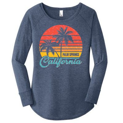 Vintage Sun Palm Trees Palm Springs California Women's Perfect Tri Tunic Long Sleeve Shirt