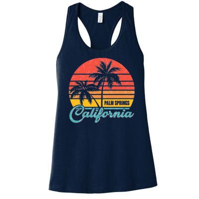 Vintage Sun Palm Trees Palm Springs California Women's Racerback Tank