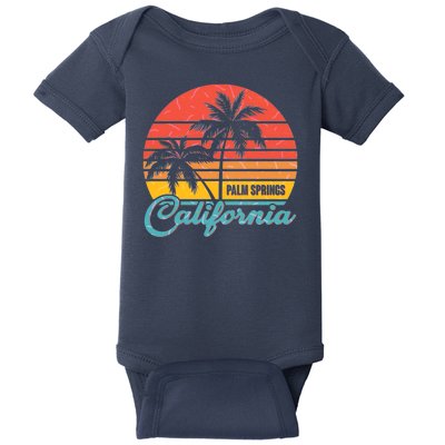 Vintage Sun Palm Trees Palm Springs California Baby Bodysuit