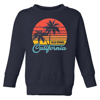 Vintage Sun Palm Trees Palm Springs California Toddler Sweatshirt