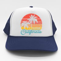 Vintage Sun Palm Trees Palm Springs California Trucker Hat