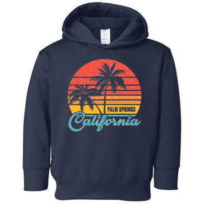 Vintage Sun Palm Trees Palm Springs California Toddler Hoodie