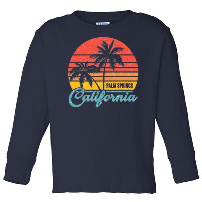 Vintage Sun Palm Trees Palm Springs California Toddler Long Sleeve Shirt