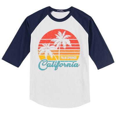 Vintage Sun Palm Trees Palm Springs California Kids Colorblock Raglan Jersey