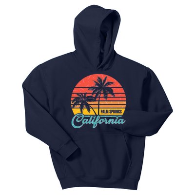 Vintage Sun Palm Trees Palm Springs California Kids Hoodie