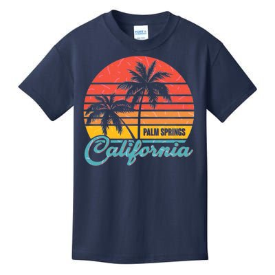 Vintage Sun Palm Trees Palm Springs California Kids T-Shirt