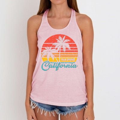 Vintage Sun Palm Trees Palm Springs California Women's Knotted Racerback Tank