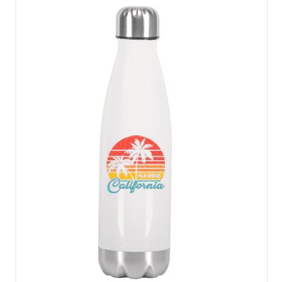 Vintage Sun Palm Trees Palm Springs California Stainless Steel Insulated Water Bottle