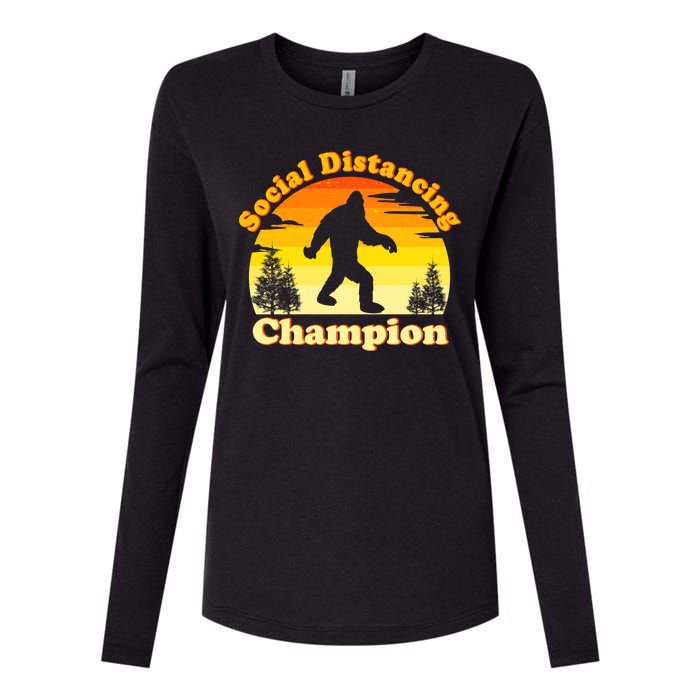 Vintage Sunrise Social Distancing Champion Bigfoot Womens Cotton Relaxed Long Sleeve T-Shirt