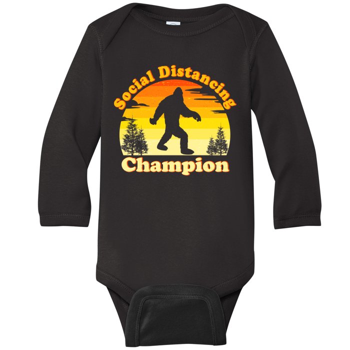 Vintage Sunrise Social Distancing Champion Bigfoot Baby Long Sleeve Bodysuit