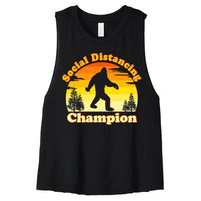 Vintage Sunrise Social Distancing Champion Bigfoot Women's Racerback Cropped Tank