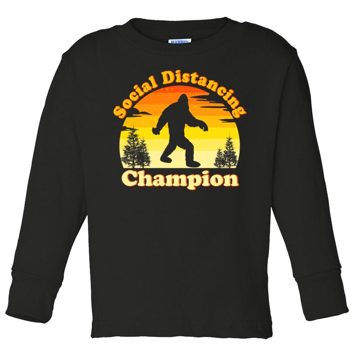 Vintage Sunrise Social Distancing Champion Bigfoot Toddler Long Sleeve Shirt