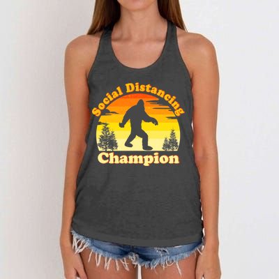 Vintage Sunrise Social Distancing Champion Bigfoot Women's Knotted Racerback Tank